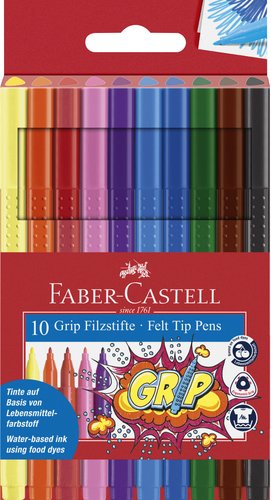 FABER CASTELL - ROTULADOR FIBRA GRIP 1553 BOLSA de 10 (Ref.155310)
