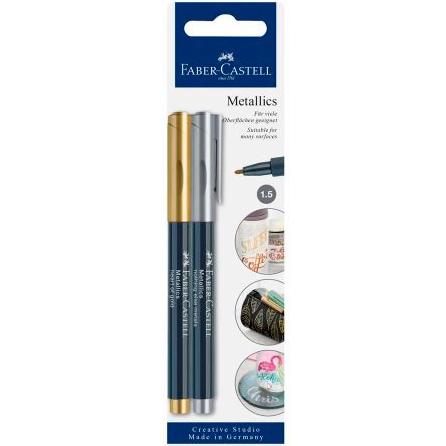 FABER CASTELL - ROTULADORES CREATIVE STUDIO METALLICS MARKER COLORES METÁLICOS -BLISTER 2U- (Ref.160796)