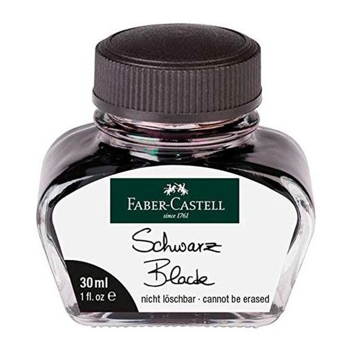 FABER CASTELL - TINTERO 30ML TINTA REAL BORRABLE NEGRO (Ref.149854)