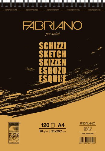 FABRIANO - BLOC ESPIRAL MICROPERFORADO PARA ESBOZO A4 90 GR 120 HOJAS (Ref.F56621297)