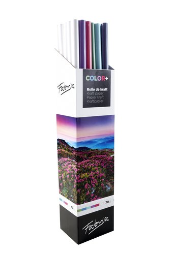 FABRISA - PAPEL de EMBALAR KRAFT ROLLO 1x3 COLORPLUS EXPOSITOR DE 30 (Ref.17121)