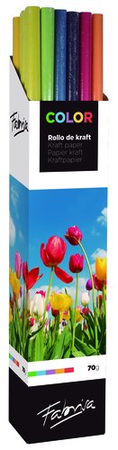 FABRISA - PAPEL de EMBALAR KRAFT ROLLO 1x3 SURTIDO COLORES EXPOSITOR DE 30 (Ref.15721)