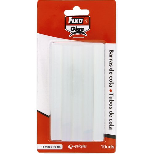 FIXO - BARRAS ADHESIVAS PARA PISTOLA DE COLA 10 CM X 11MM Ø TRANSPARENTE -10U- (Ref.58800)