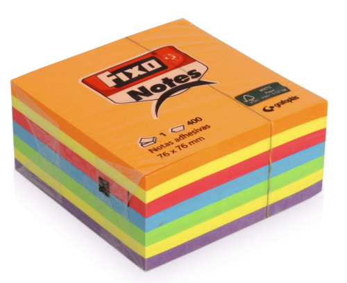 FIXO - CUBO 400 NOTAS ADHESIVAS 76X76MM NEON (Ref.65005483)