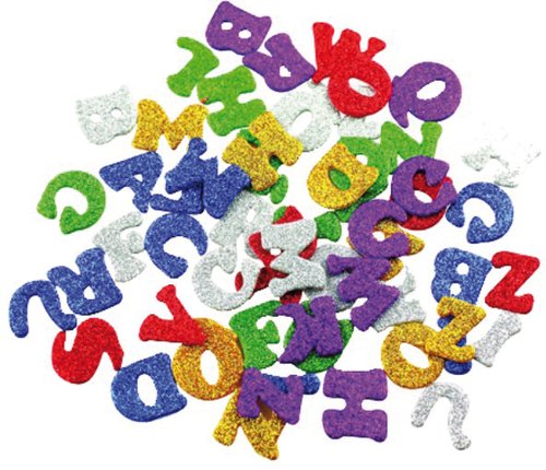 FIXO - GOMA EVA ADHESIVA con PURPURINA LETRAS PACK 78 FIGURAS (Ref.5003/68002400)
