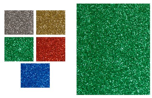 FIXO - GOMA EVA HOJA 22x30 cm PURPURINA VERDE PAQUETE de 5 (Ref.68000320)