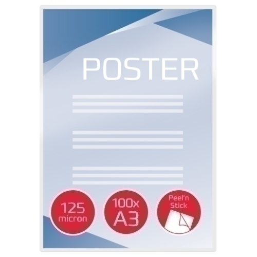 GBC - CAJA 100 CARTERAS PLASTIFICACIÓN 125 MICRAS A3 AUTOADHESIVAS (Ref.3747236)