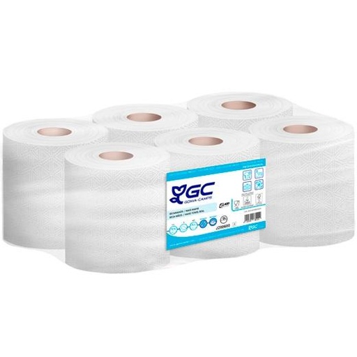 GC - BOBINA SECAMANOS 2 CAPAS 477/143M PACK 6 FSC BLANCO (Ref.J288600)