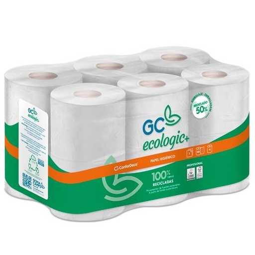 GC ECOLOGIC+ - PAPEL HIGIÉNICO 200/22,4M FSC DOBLE CAPA PACK 12 ROLLOS RECICLADO BLANCO (Ref.H263393)