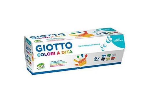 GIOTTO - PINTURA DE DEDOS DE 100 ML COLORES ESTUCHE DE 6 BOTES (Ref.F534100)