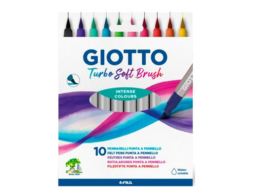 GIOTTO - ROTULADOR TURBO SOFT BRUSH PUNTA DE PINCEL CAJA DE 10 UNIDADES COLORES SURTIDOS (Ref.F426800)