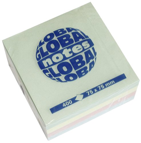 GLOBAL NOTES - TACO NOTAS CUBO 400h 75x75 COLORES PASTEL (4x100h) (Ref.3820-98)