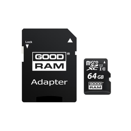 GOODRAM - TARJETA DE MEMORIA MICRO SDXC UHS-I 64GB C10 R100 C/ADAPTADOR (Canon L.P.I. 0,24€ Incluido) (Ref.M1AA-0640R12)
