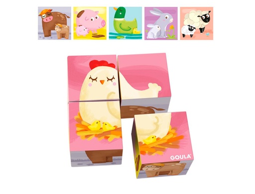 GOULA - PUZLE CUBOS DE CARTON 6 ESCENAS DIFERENTES 4 PIEZAS (Ref.53467)