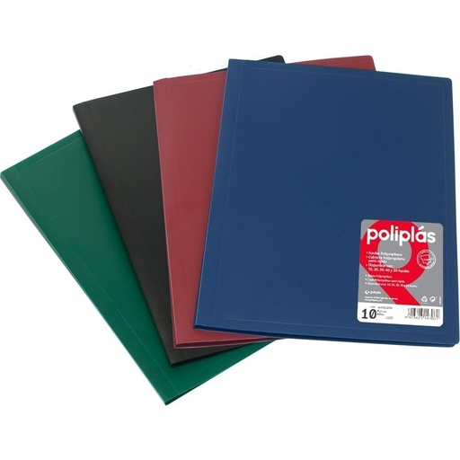 GRAFOPLÁS - CARPETA POLIPLÁS DE POLIPROPILENO OPACO CON 40 FUNDAS SOLDADAS A4 NEGRO (Ref.1340010)