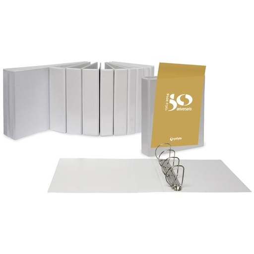 GRAFOPLÁS - CARPETAS CANGURO 4 ANILLAS MIXTAS 40MM CUBIERTA FORRADA PVC A3 APAISADO BLANCO (Ref.3666570)
