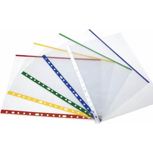 GRAFOPLÁS - FUNDAS MULTITALADRO 16 POLIPROPILENO TRANSAPARENTES LOMO REFORZADO INDICADOR COLOR FOLIO BOLSA -25U- (Ref.5512599)