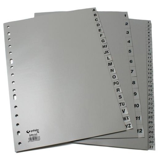 GRAFOPLÁS - SEPARADORES NUMERICOS 1-31 A4 PP GRIS (Ref.44411071)