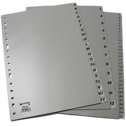 GRAFOPLÁS - JUEGO DE ABECEDARIO FOLIO 16 TALADROS PP OPACO GRIS (Ref.44409071)