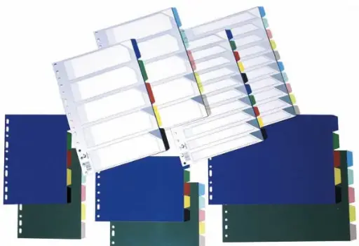 GRAFOPLÁS - SEPARADORES 10 POSICIONES A4 - 150µ - COLORES SURTIDOS (Ref.40280100)