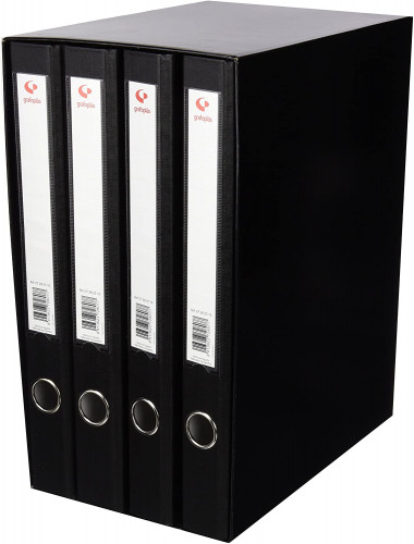 GRAFOPLÁS - MÓDULO 4 CARPETAS 2 ANILLAS 25 MM NEGRO FOLIO 290X350X180 GRAFOPLAS (Ref.7282410)