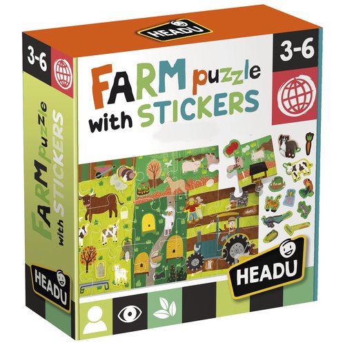 HEADU - JUEGO EDUCATIVO FARM STICKERS PUZZLE (Ref.1045699)