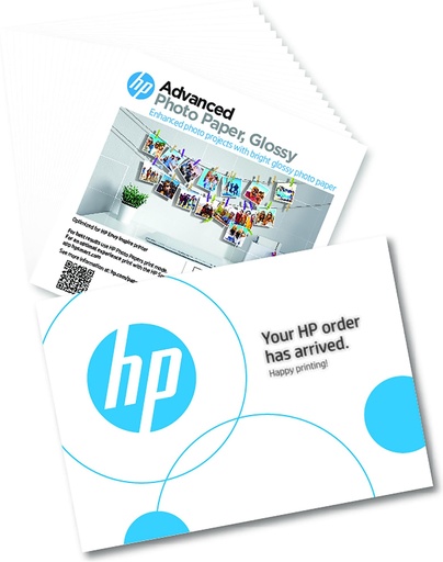 HP - Advanced Photo Paper, Glossy, 65 lb, 5 x 5 in. (127 x 127 mm), 20 sheets (Ref.49V50A)