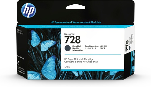 HP - DesignJet T830,T730,728 Cartucho negro mate de 130ml (Ref.3WX25A)