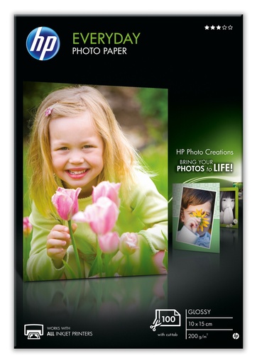 HP - Papel Fotográfico Semisatinado Uso Diario. 100 hojas, 10cm. X 15cm., 175g. (Ref.Q5441A)