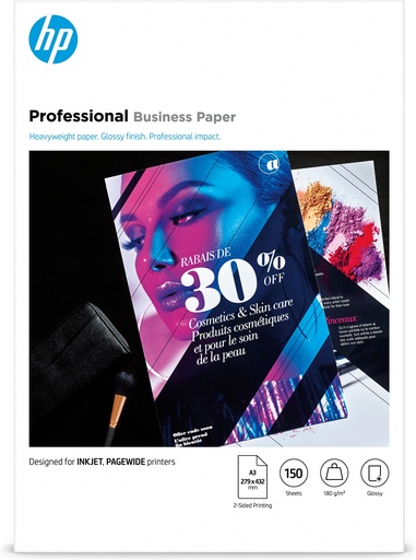 HP - Papel profesional brillante A3 180g 150hojas (Ref.7MV84A)