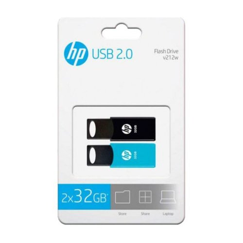 HP - PENDRIVE V212W 32GB RETRÁCTIL USB 2.0 C/RANURA PARA COLGAR NEGRO/AZUL -PACK 2U- (Canon L.P.I. 0,48€ Incluido) (Ref.FD212-32-TWIN)