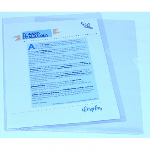 IBERPLAS - CAJA 30 DOSSIER FORMATO FOLIO "L" C/UÑERO PVC CRISTAL 300 MICRAS (Ref.25730)