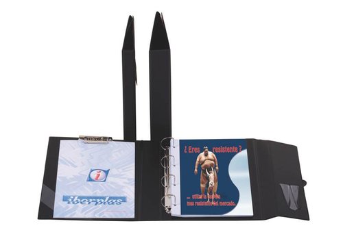 IBERPLAS - CARPETA de ANILLAS con PINZA MINICLIP SUPERIOR PVC ESCOLAR Fº 16 an.25mm con PORTABOLIGRAFO BURDEOS (Ref.526SA16-02)