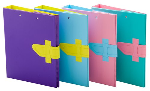 IBERPLAS - CARPETA de ANILLAS con PINZA MINICLIP SUPERIOR PVC ESCOLAR Fº 4 an.25mm con TRABILLA COLORES MIX (Ref.515CFC-90)