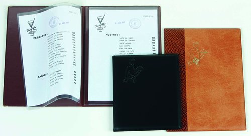 IBERPLAS - CARPETA PORTAMENUS PVC Fº 2 FUNDAS y 2 BOLSAS MARRON (Ref.1040I-04)