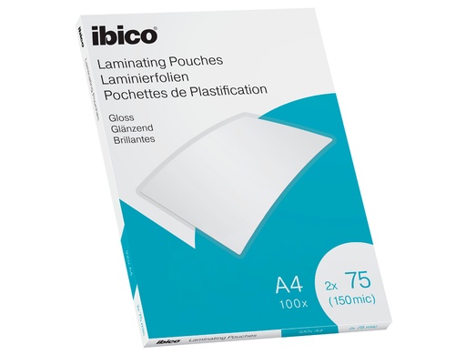 IBICO - CAJA 100 BOLSAS DE PLASTIFICACION 216X303 A4 BRILLO 75 MICRAS (Ref.627316)