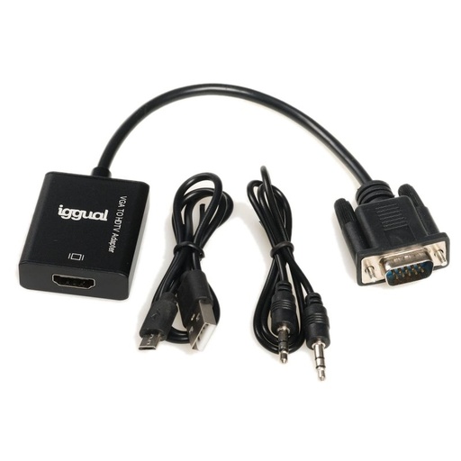 IGGUAL - Adaptador VGA a HDMI + audio + microUSB (Ref.IGG317297)