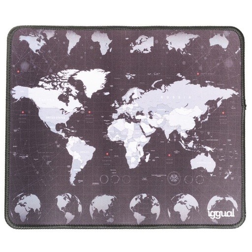 IGGUAL - Alfombrilla mapamundi ratón 30x25 cm (Ref.IGG317310)
