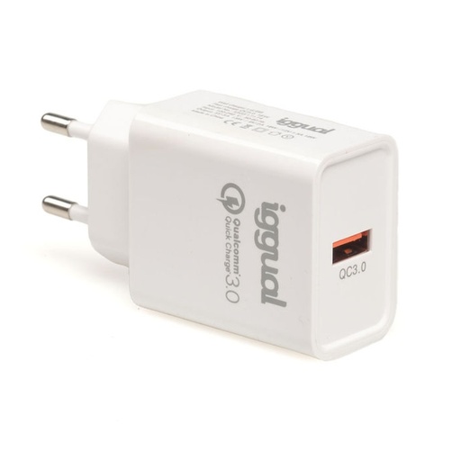 IGGUAL - Cargador 1xUSB carga rápida QC3.0 18W (Ref.IGG317174)