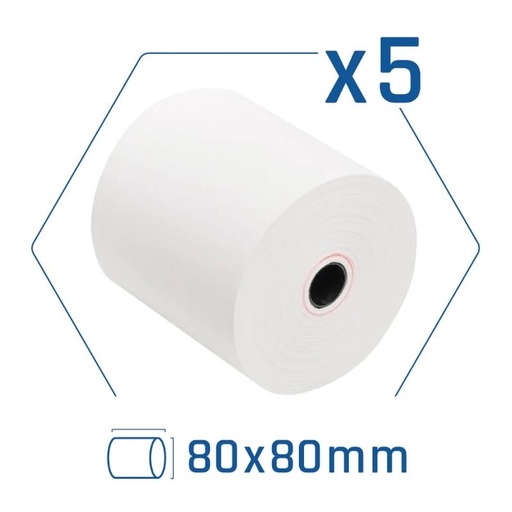 IGGUAL - Pack 5 rollos papel térmico sin BPA 80X80mm (Ref.IGG317655)
