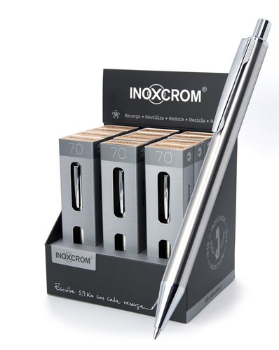 INOXCROM - BOLIGRAFO INOX-70 EXPOSITOR DE 12 (Ref.42101002)