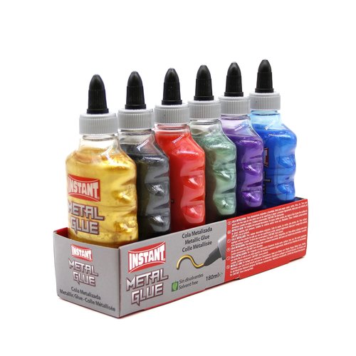 INSTANT - COLA METAL GLUE COLOR SURTIDO 180 ml EXPOSITOR DE 6 (Ref.14871)