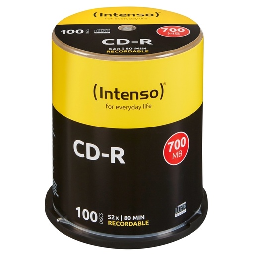 INTENSO - CD-R 700MB/80min tubo 100 unidades (Canon L.P.I. 8€ Incluido) (Ref.1001126)