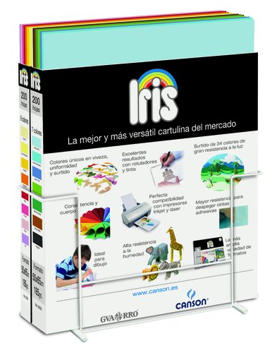 IRIS - CARTULINA 50x65 cm 185g CAJAS EXPOSITORAS 2x200 uds(15 colores) CONTENIDO sin SOPORTE (Ref.C200004696/97)