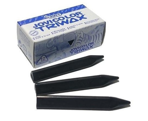 JOVI - CERAS COLOR TRIWAX 82MM NEGRO CAJA -12U- (Ref.97310)