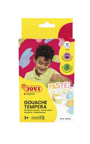 JOVI - ESTUCHE TÉMPERA GOUACHE 6 BOTES DE 35 ML COLORES PASTEL (Ref.507P)