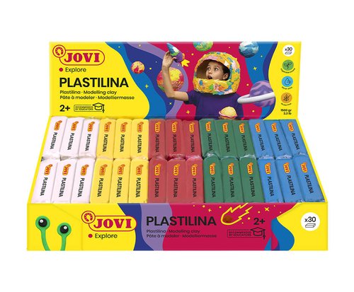 JOVI - PLASTILINA 70 PASTILLA 50 gr. SURTIDO COLORES BASICOS CAJA DE 30 (5x 6 col.) (Ref.70B)