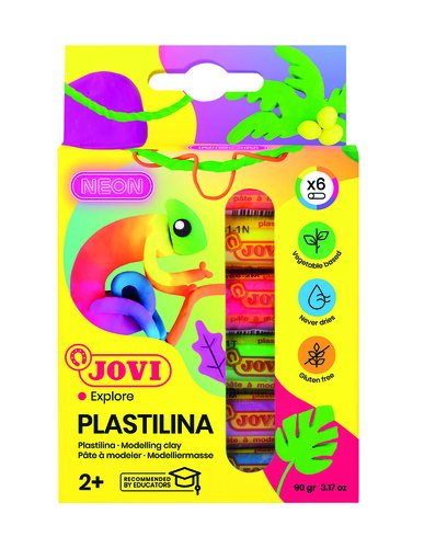 JOVI - PLASTILINA 90 BARRA 15 gr. COLORES NEON ESTUCHE DE 6 (Ref.90/6F)