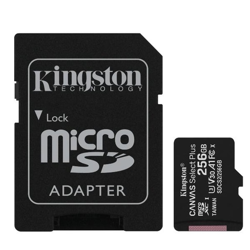 KINGSTON - Technology Canvas Select Plus memoria flash 256 GB MicroSDXC Clase 10 UHS-I (Canon L.P.I. 0,24€ Incluido) (Ref.SDCS2/256GB)