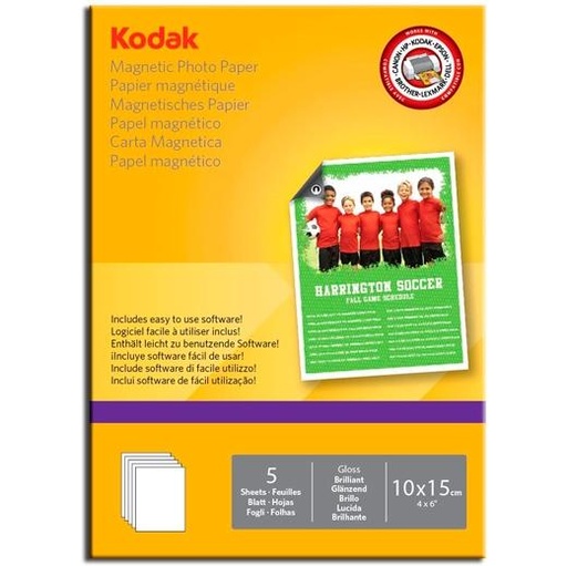 KODAK - PAPEL PHOTO MAGNETICO 10X15 -PACK 5 HOJAS- (Ref.5740020)